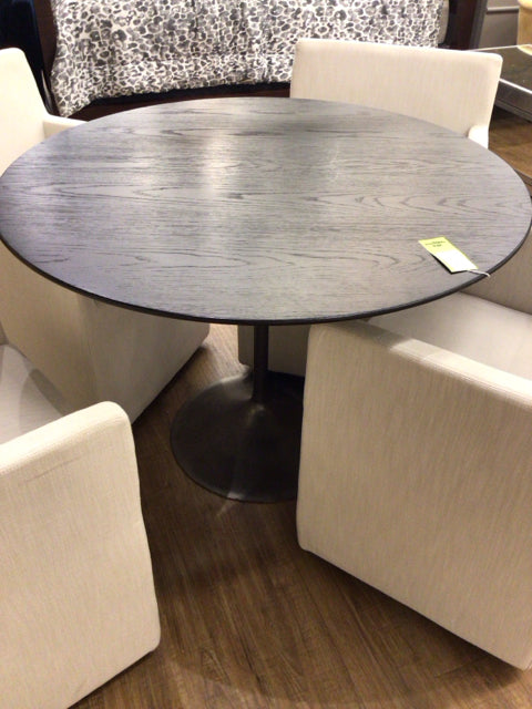 As-Is RH Round Wood Top Metal Pedestal Dining Table