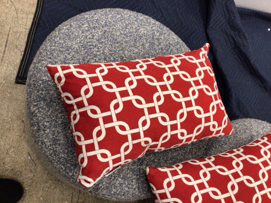 Red/White Geo Pattern Lumbar Pillow
