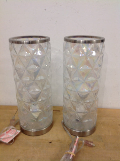 15" Pair Of Wi Fi Clear & Silver Lamps