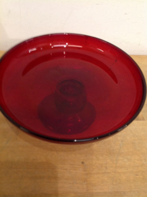 Bowl- 9" Red Footed Glass