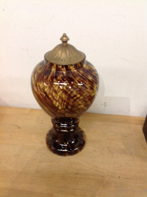 10" Brown Art Glass Jar